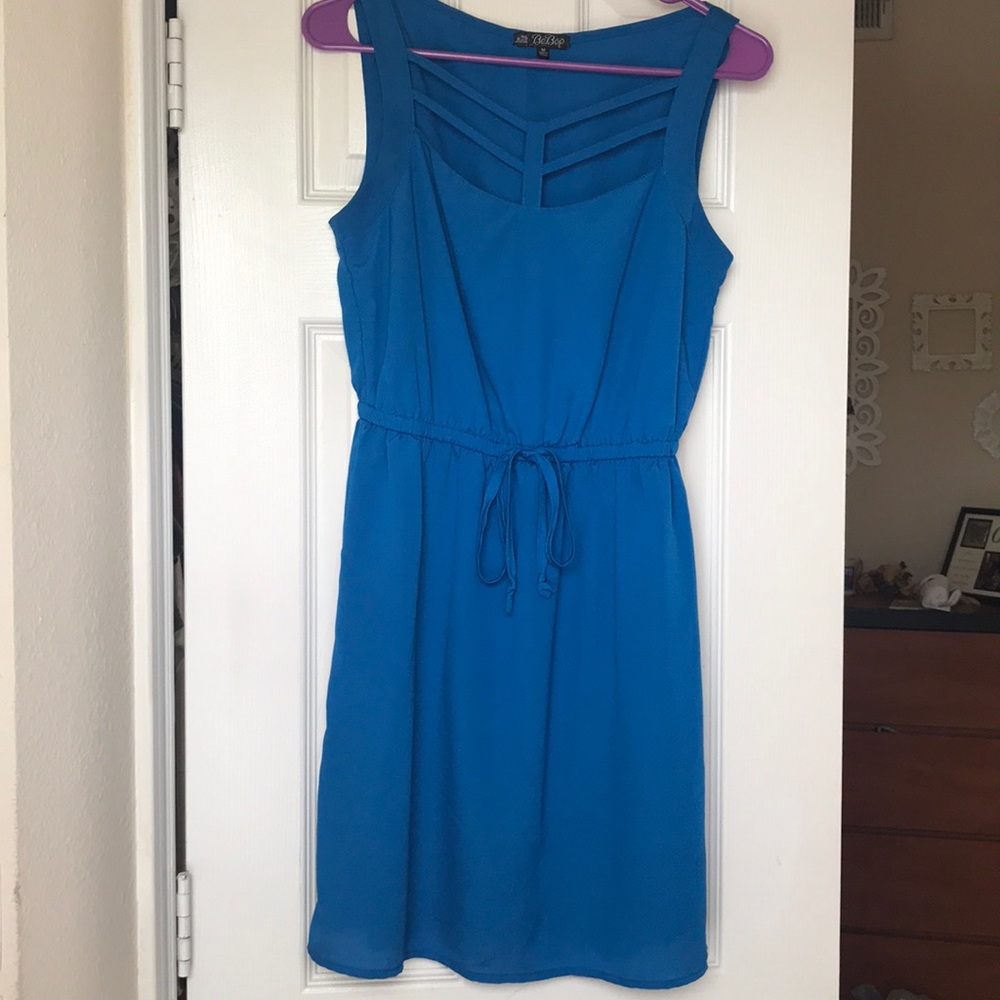 Blue dress with tie-able waist